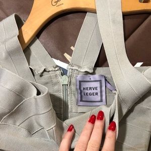 Herve ledger silver tank bodycon type crop top